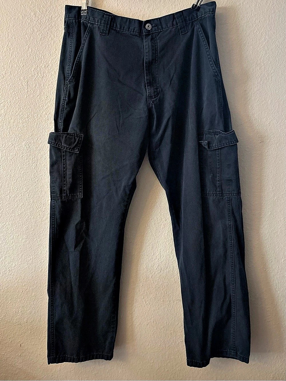 Wrangler Authentics Men's Black Relaxed Fit Cargo Pants 100% Cotton